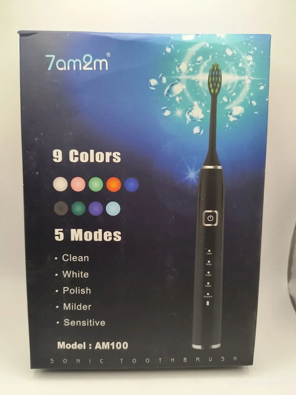 7AM2M Sonic Electric Toothbrush with 6 Brush Heads for Adults&Kids Black